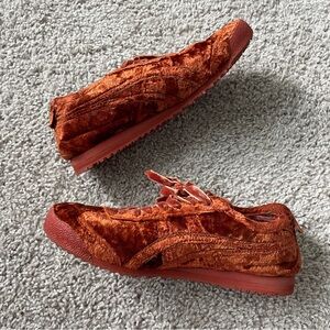 Onitsuka Tiger Velvet Sneakers in Rust Orange